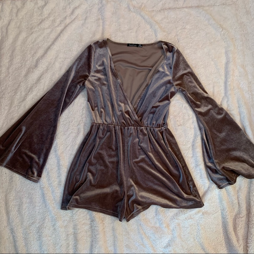BooHoo Velvet Romper